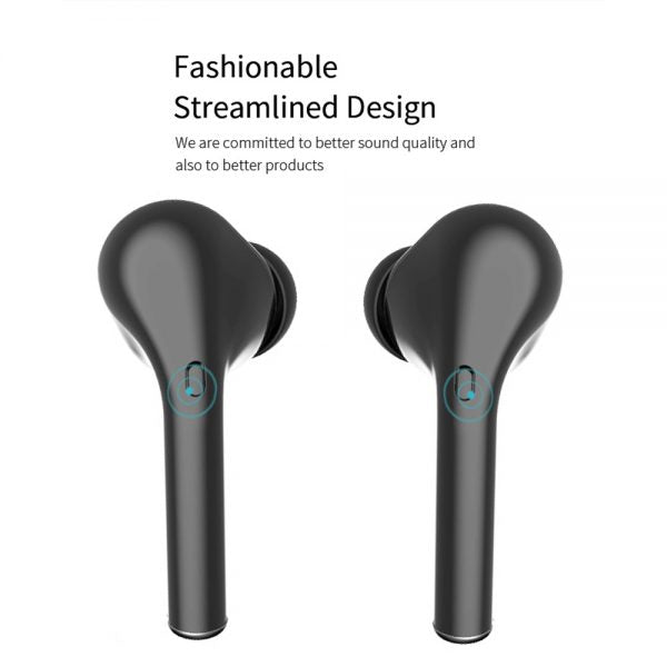 WIRELESS BLUETOOTH 5.0 STEREO TWS EARPHONES WITH CHARGING CASE- BLACK