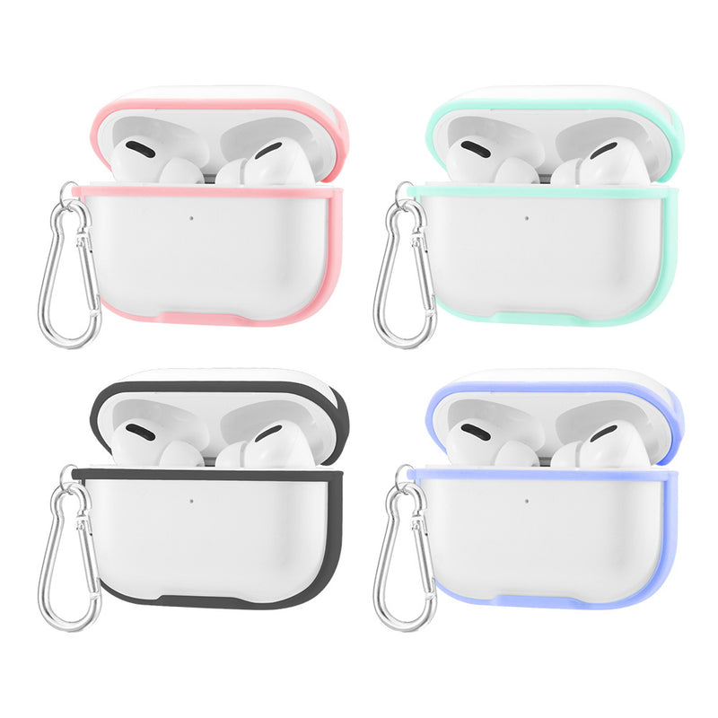 STYLISH EGGSHELL PC CLEAR CASE WITH CARABINER FOR AIRPODS PRO