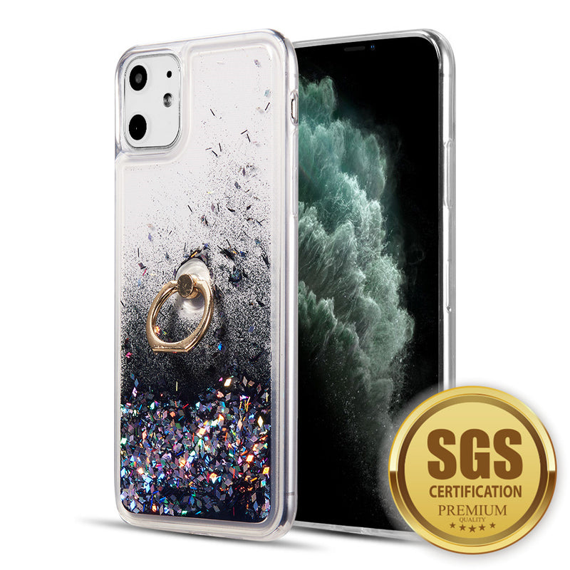 THE WATERFALL RING LIQUID SPARKLING QUICKSAND TPU CASE FOR IPHONE 11 - BLACK