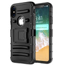 IPHONE XS / X HYBRID CASE BLACK SKIN + BLACK PC WITH H STYLE STAND