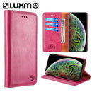 FOR IPHONE XS MAX LUXURY GENTLEMAN MAGNETIC FLIP LEATHER WALLET CASE - RED