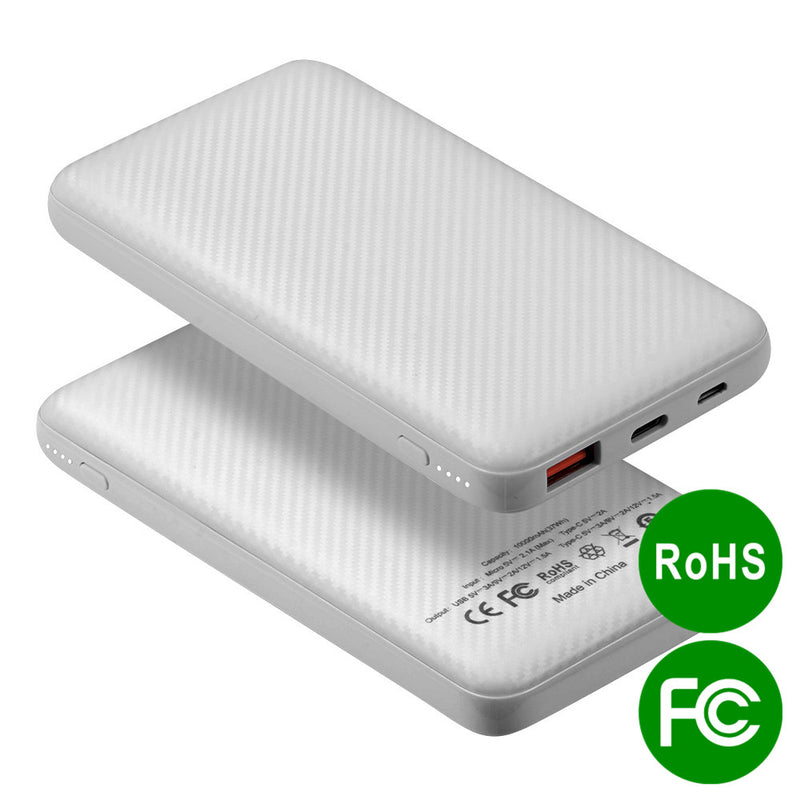 UNIVERSAL 10000MAH POWER BANK 18W PD POWER DELIVERY TYPE-C QUICK CHARGE 3.0 FCC ROHS CERTIFIED - WHITE