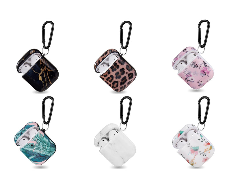 GLOSSY DESIGN LUXURY TPU SOFT CASE FOR AIRPODS WITH CARABINER