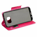 SAMSUNG GALAXY S7 PYRAMID LEATHER WALLET CASE - HOT PINK