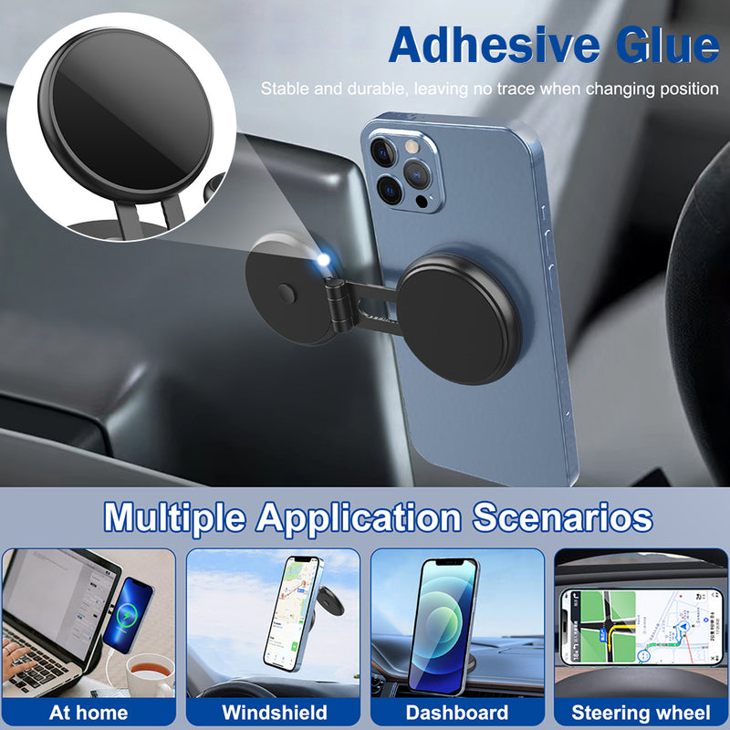 Universal MagSafe Car Mount for EVs/Tesla: Invisible Adhesive - Black