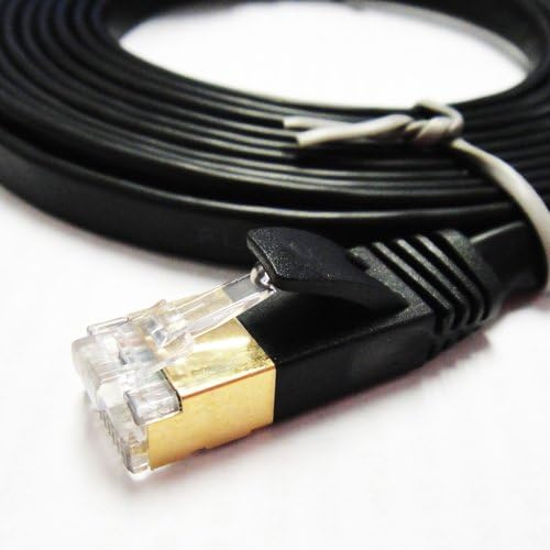14ft Flat CAT7 600Mhz Gold-Plated Snagless Network Lan Ethernet PatchCable Black
