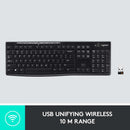Logitech K270: Full-Size Wireless PC Keyboard - 8 Keys, 2-Yr Battery, 2.4 GHz