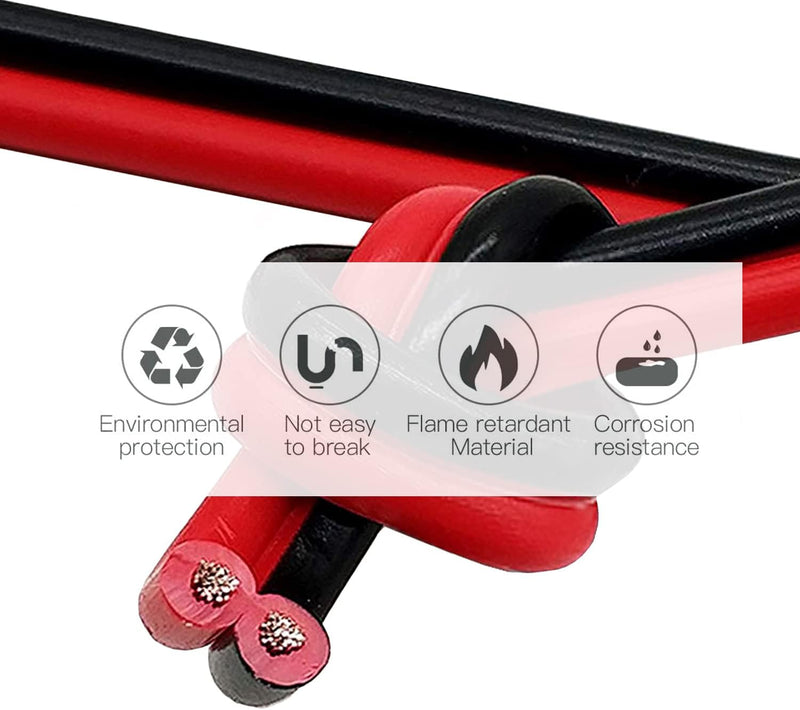 SimplyASP Tech 20 AWG 2-Pin, 6ft Extension Wire LED Strips 3528/5050, Red/Black