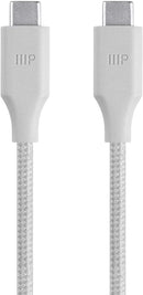 Monoprice USB Type-C to Type-C 2.0 Cable - 3 Feet - White, 480Mbps, 3A, Braided - Palette Series