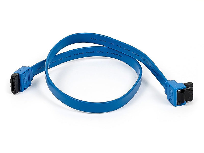 Monoprice 18-Inch SATA III 6.0 Gbps Cable with Locking Latch and 90-Degree Plug - Blue