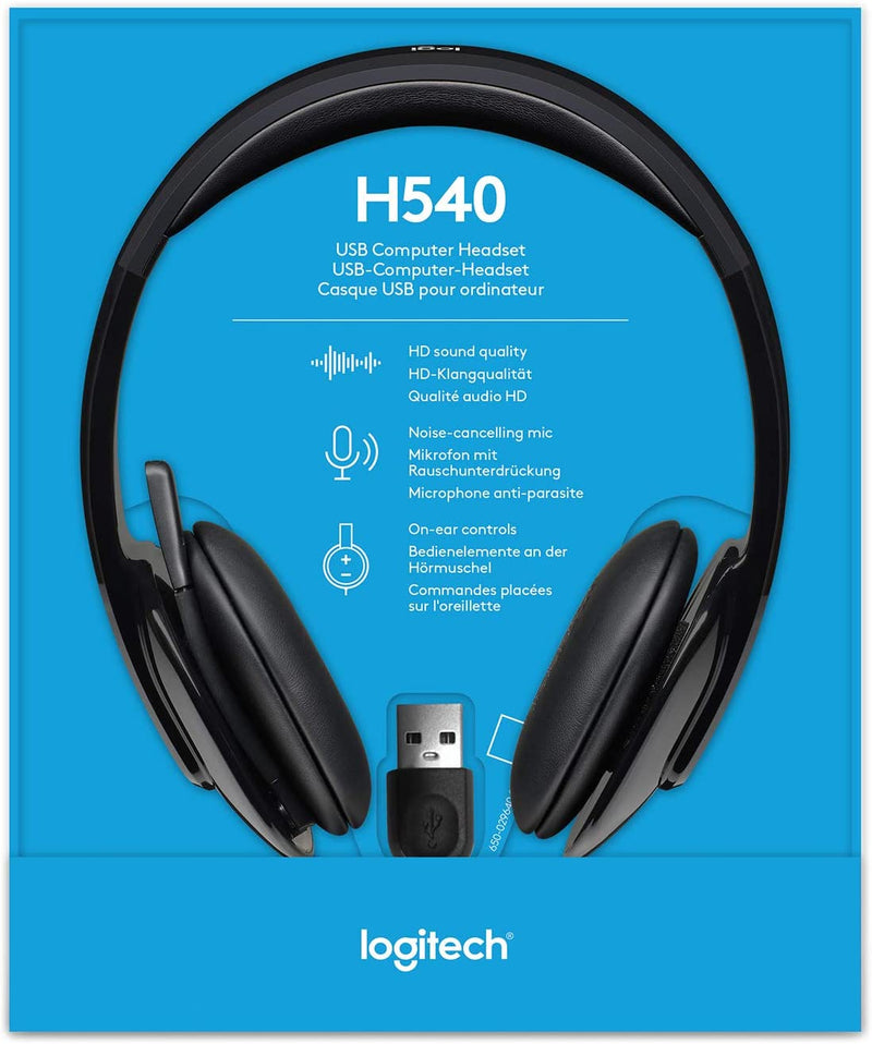 Open Box Logitech H540 USB Headset: Skype Certified for Windows & Mac, Black