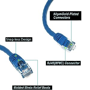 SimplyASP Tech 1ft Cat5e Network Ethernet Patch Cable - Blue