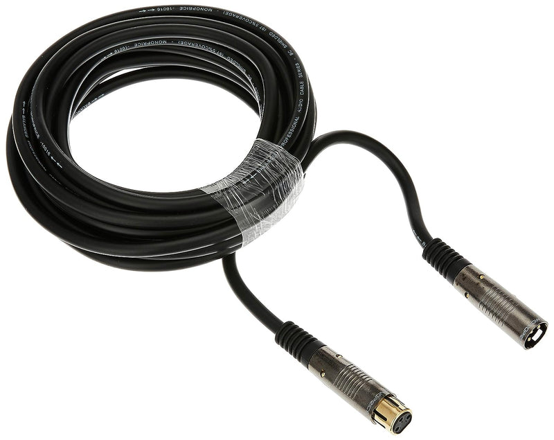 Monoprice 25ft Black 16AWG Gold-Plated XLR M/F Microphone Cable - Stage Right