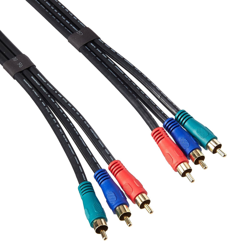 Monoprice 1.5ft 22AWG 3-RCA Component Video Coaxial Cable (RG-59/U) - Black