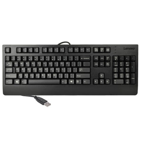 Lenovo USB Wired Keyboard - Quiet, Thin, 104 Keys with Pop-Out Feet, Black
