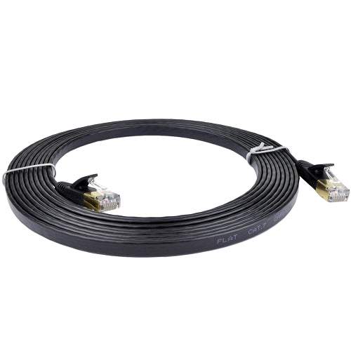 14ft Flat CAT7 600Mhz Gold-Plated Snagless Network Lan Ethernet PatchCable Black