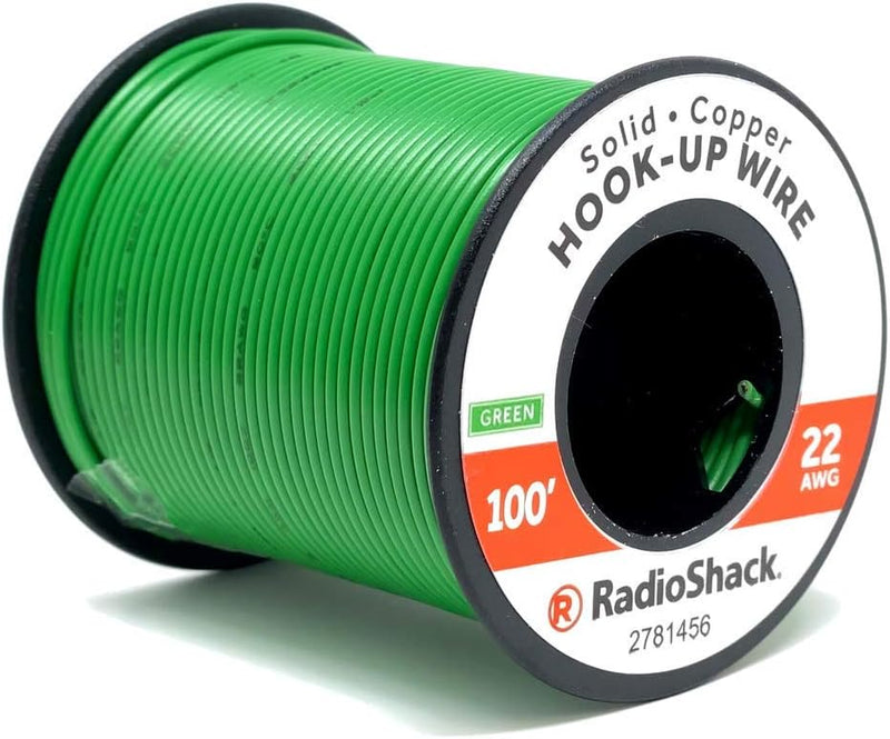 RadioShack 22 AWG Solid Copper Hook-Up Wire - 100' Spool, Green