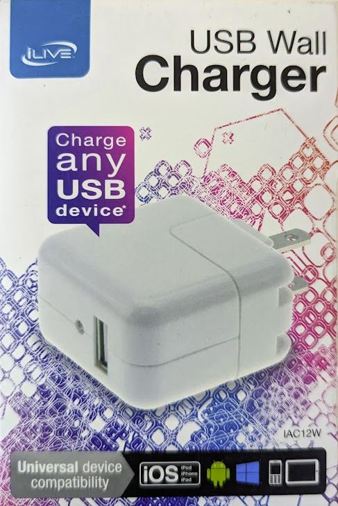 iLive IAC12W 1-Amp USB Wall Charger