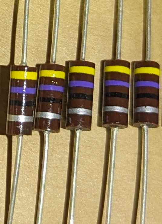 Allen-Bradley Carbon Composition Resistor, 1/2W, 10%, 47Ω 10 PCS