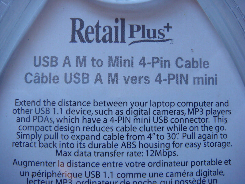 USB A M to Mini 4-pin Cable Adapter