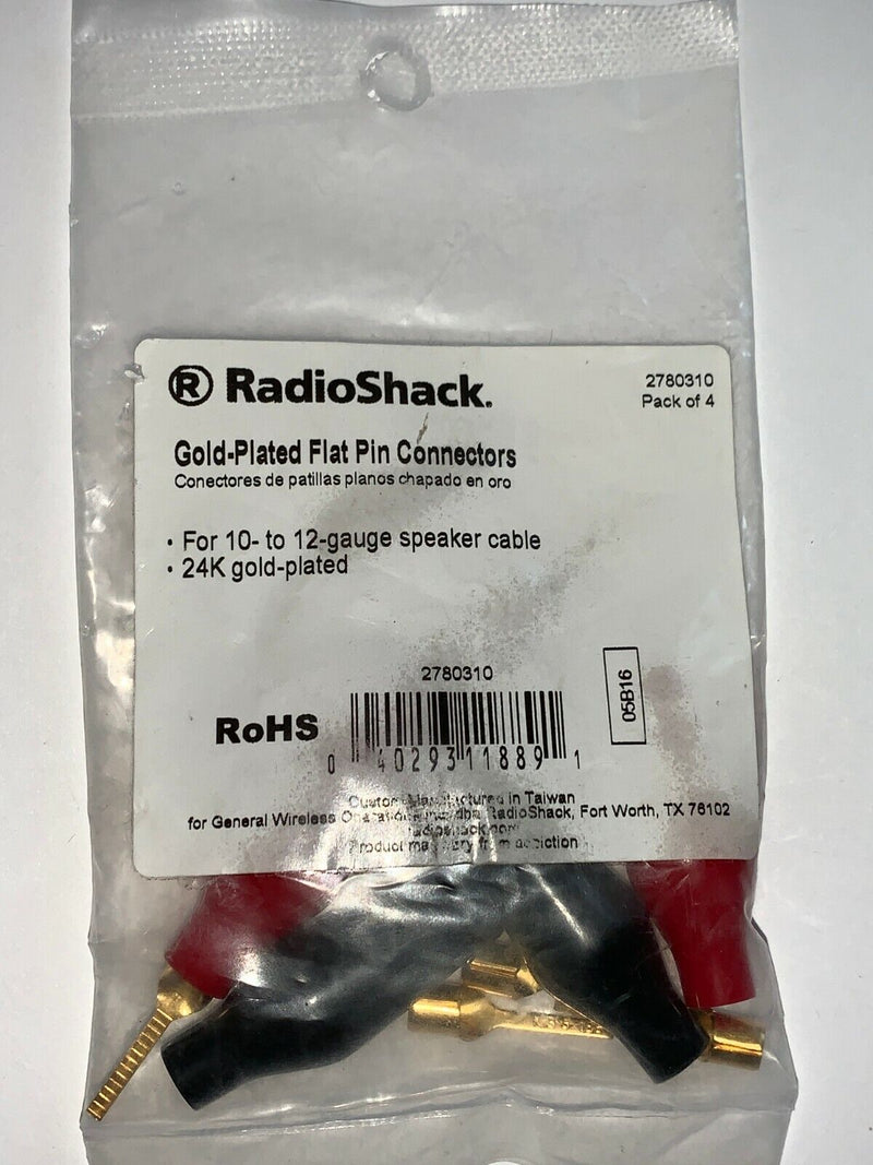RadioShack Gold-Plated Flat-Pin Connectors for 10-12 Gauge Wire (4-Pack)