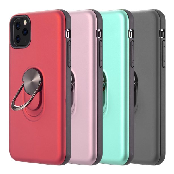 RUBBERIZED ANTI SLIPPERY CASE WITH METAL ROTATABLE RINGSTAND for IPHONE 11 PRO