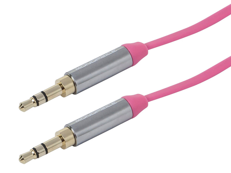 3.5mm Flat Audio Cable 10ft, Pink - SimplyASP Tech