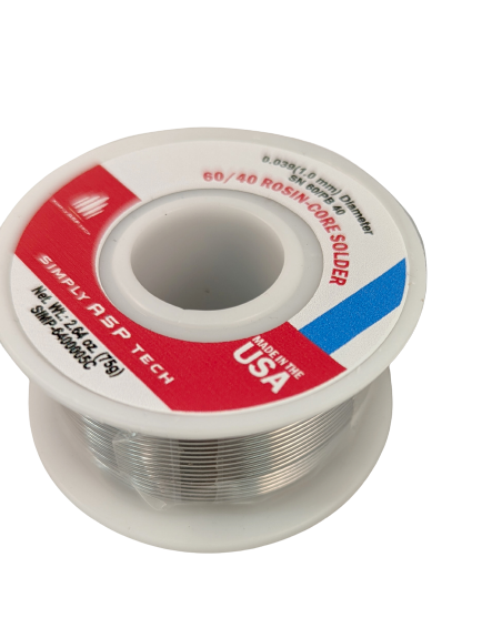 SimplyASP Tech SnPb 60/40 Rosin-Core Solder 0.039" 1 mm Diameter 2.64 oz. 75g