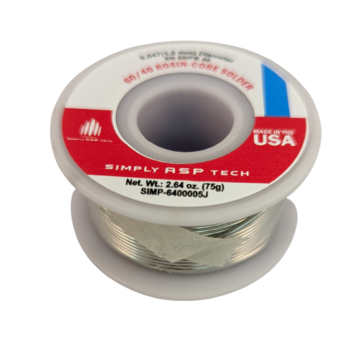 SimplyASP Tech SnPb 60/40 Rosin-Core Solder 0.047" 1.2mm Diameter 2.64 oz. 75g