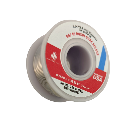 SimplyASP Tech SnPb 60/40 Rosin-Core Solder 0.047" 1.2mm Diameter 2.64 oz. 75g