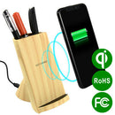UNIVERSAL STATIONERY ORGANIZER W/10W FAST CHARGE WIRELESS CHARGER-LIGHTWOOD TRIM