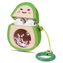 FUNSIE 3D SILICONE QUICKSAND SPARKLING CASE W/ RING HOLDER FOR AIRPODS-AVOCADO
