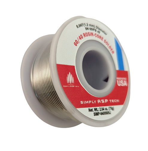 SimplyASP Tech SnPb 60/40 Rosin-Core Solder 0.047" 1.2mm Diameter 2.64 oz. 75g