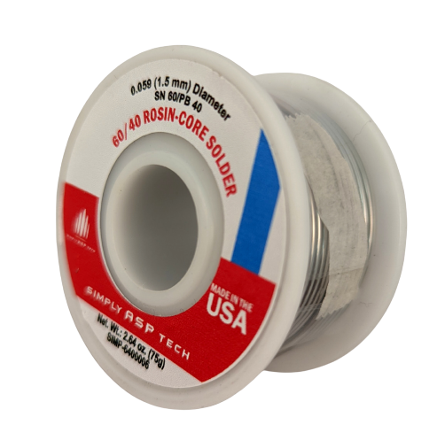 SimplyASP Tech SnPb 60/40 Rosin-Core Solder 0.059" 1.5mm Diameter 2.64 oz. 75g
