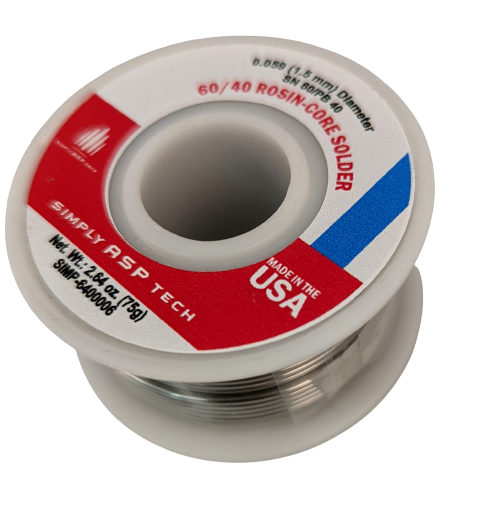 SimplyASP Tech SnPb 60/40 Rosin-Core Solder 0.039" 1 mm Diameter 2.64 oz. 75g