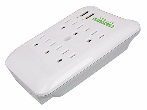 Cable Leader 6 AC Outlet Slim Power Surge Protector Wall Tap with 2 USB Ports