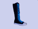 Womens Canvas Sneaker Punk Flat Tall Mid Calf Lace Up Knee High Boot