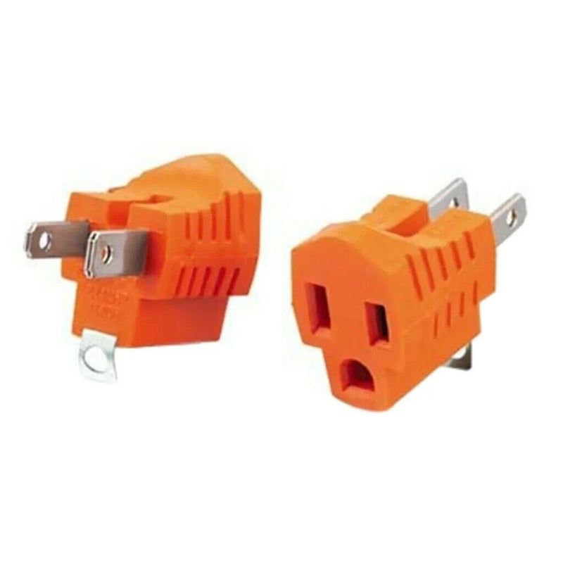 RadioShack Grounded Plug Adapter - Orange (2-Pack)