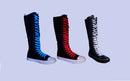 Womens Canvas Sneaker Punk Flat Tall Mid Calf Lace Up Knee High Boot