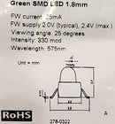 RadioShack 1.8mm TOP View LED, SMD (Green)
