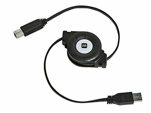 Monoprice USB-A to USB-B 3.0 Cable - Retractable, Black, 3ft