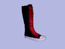 Womens Canvas Sneaker Punk Flat Tall Mid Calf Lace Up Knee High Boot