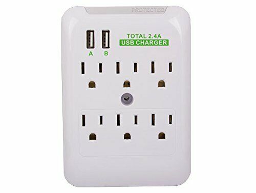 Cable Leader 6 AC Outlet Slim Power Surge Protector Wall Tap with 2 USB Ports