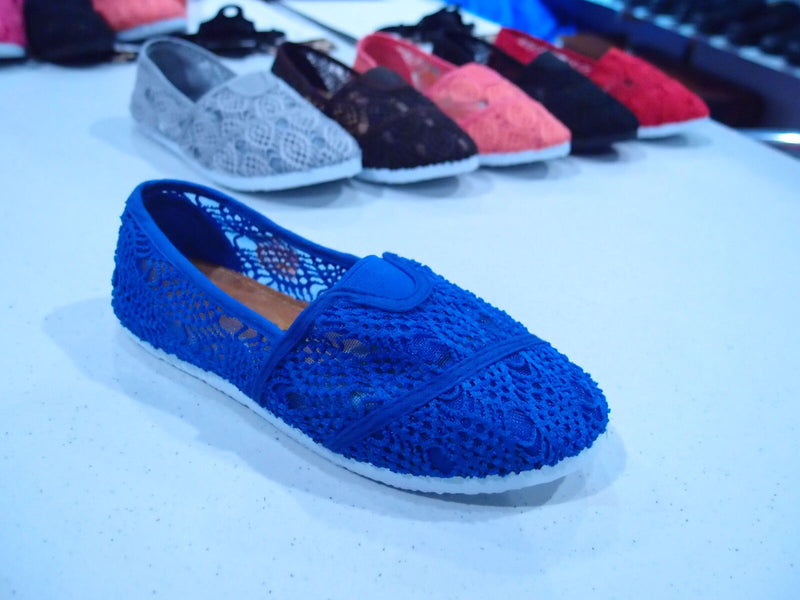 Girl's Kid's Ballet Lace Crochet Mesh Loafers Slip-on Comfy Shoes Size: 11-4