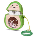 FUNSIE 3D SILICONE QUICKSAND SPARKLING CASE W/ RING HOLDER FOR AIRPODS-AVOCADO