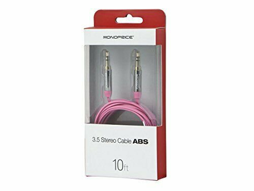 Monoprice 3.5mm Flat Audio Cable 10ft, Pink