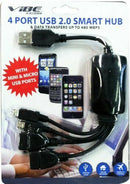 Vibe 4 Port 2.0 USB Smart Hub 480MBPS Data Transfer w/ Mini & Micro USB