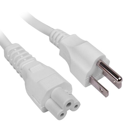 4' Standard 3-Prong (US) Notebook Power Cord aka Mickey Mouse Power Cord (White)