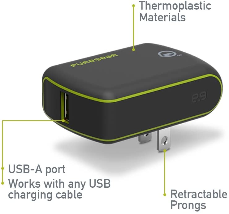 PureGear Extreme USB Wall Charger with Qualcomm Quick Charge 3.0 - Black