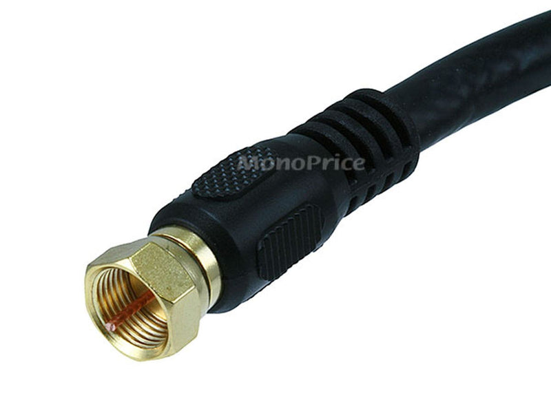 Monoprice RG6 Quad Shield CL2 Coaxial Cable with F Type Connector for Television, 1.5Ft